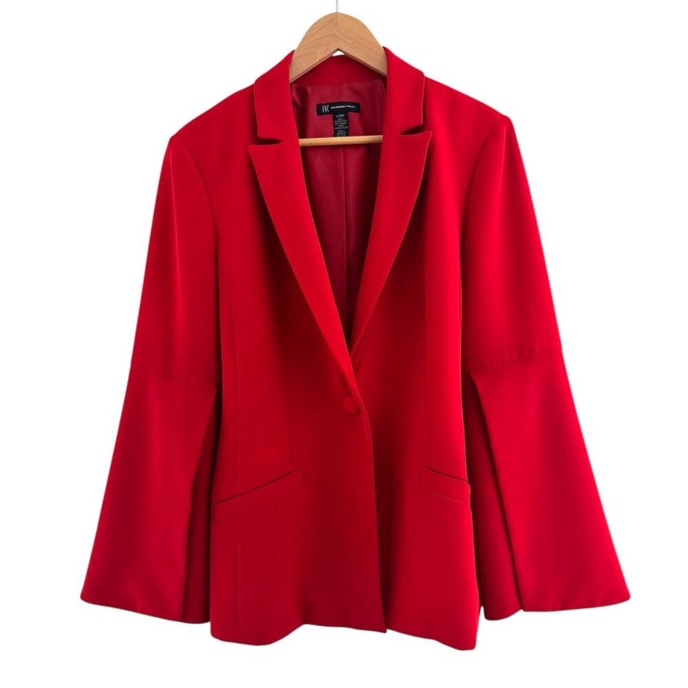 Inc Red Split Sleeve Lined Blazer Jacket Size L C… - image 3
